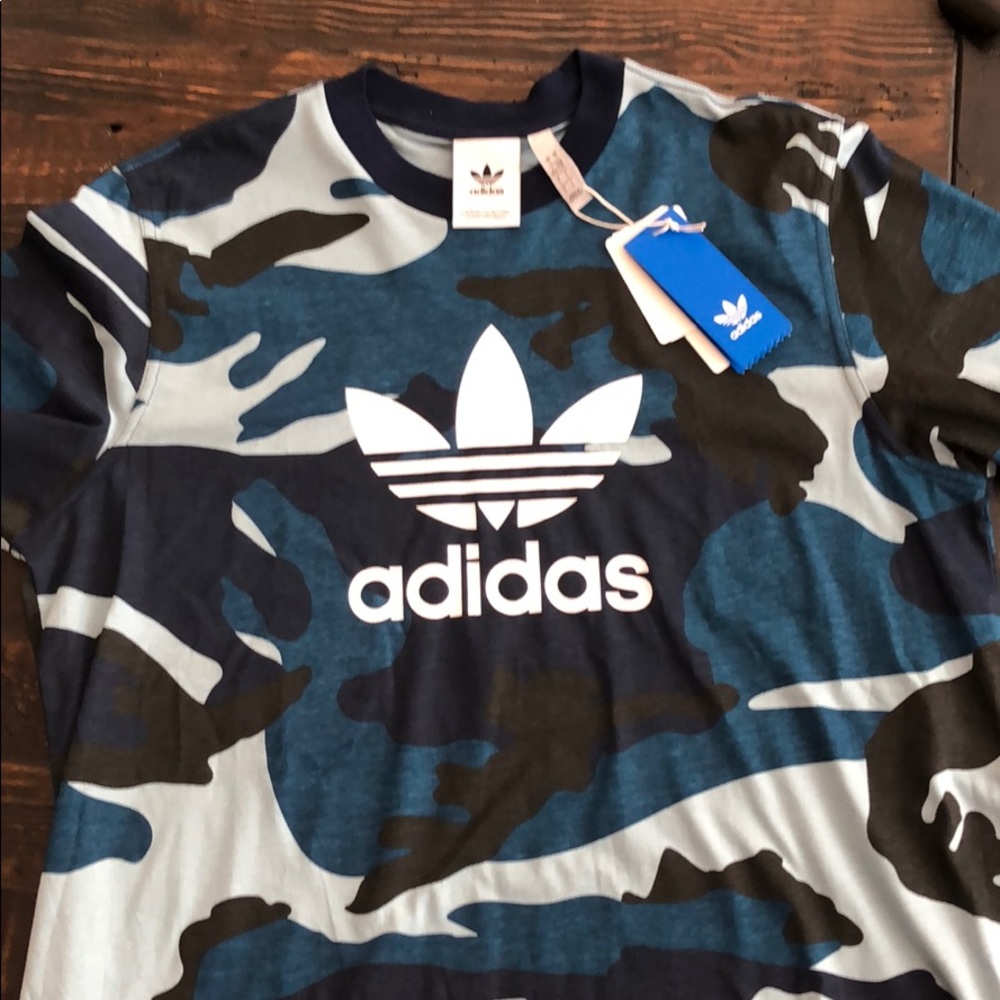 Adidas Camo Tee blue NWT MENS LARGE